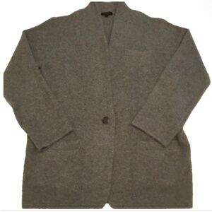 J. CREW Soft OVERSIZED Wool Blend GRAY Cocoon Relaxed Cardigan Sweater M